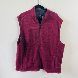 Johnnie-O XXL Vest Fleece Full Zip Sleeveless Rosewood Heather Menswear